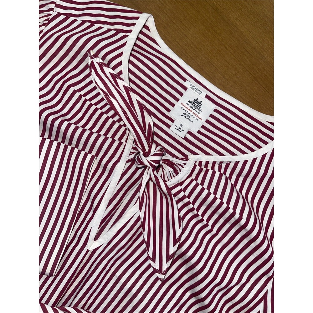 J. Crew Thomas Mason Bow-Neck Top Women Small Red Stripe AR837